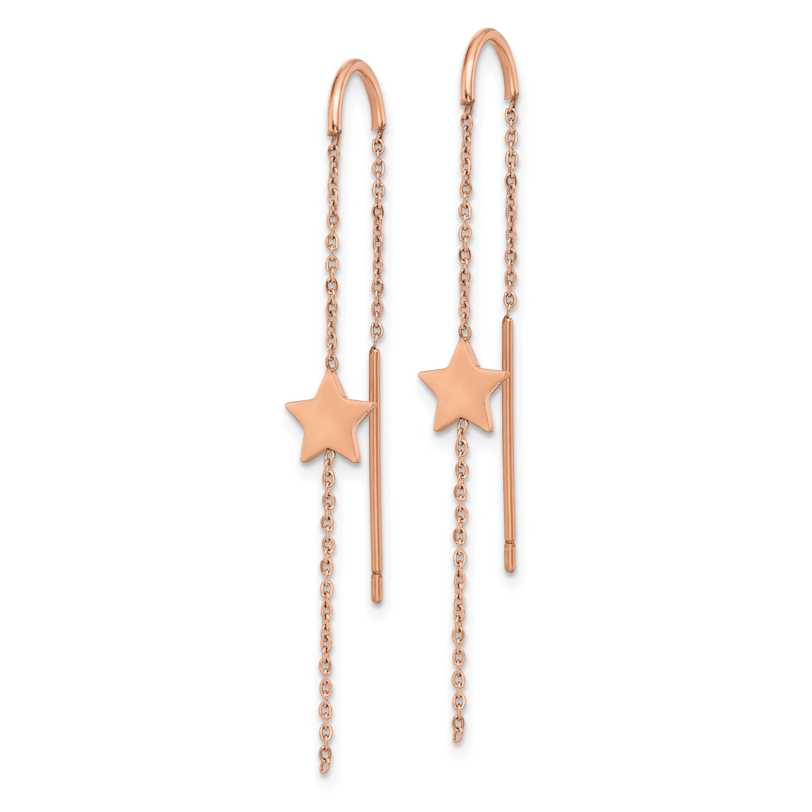 Chisel Stainless Steel Polished Rose IP-plated Star Threader Earrings