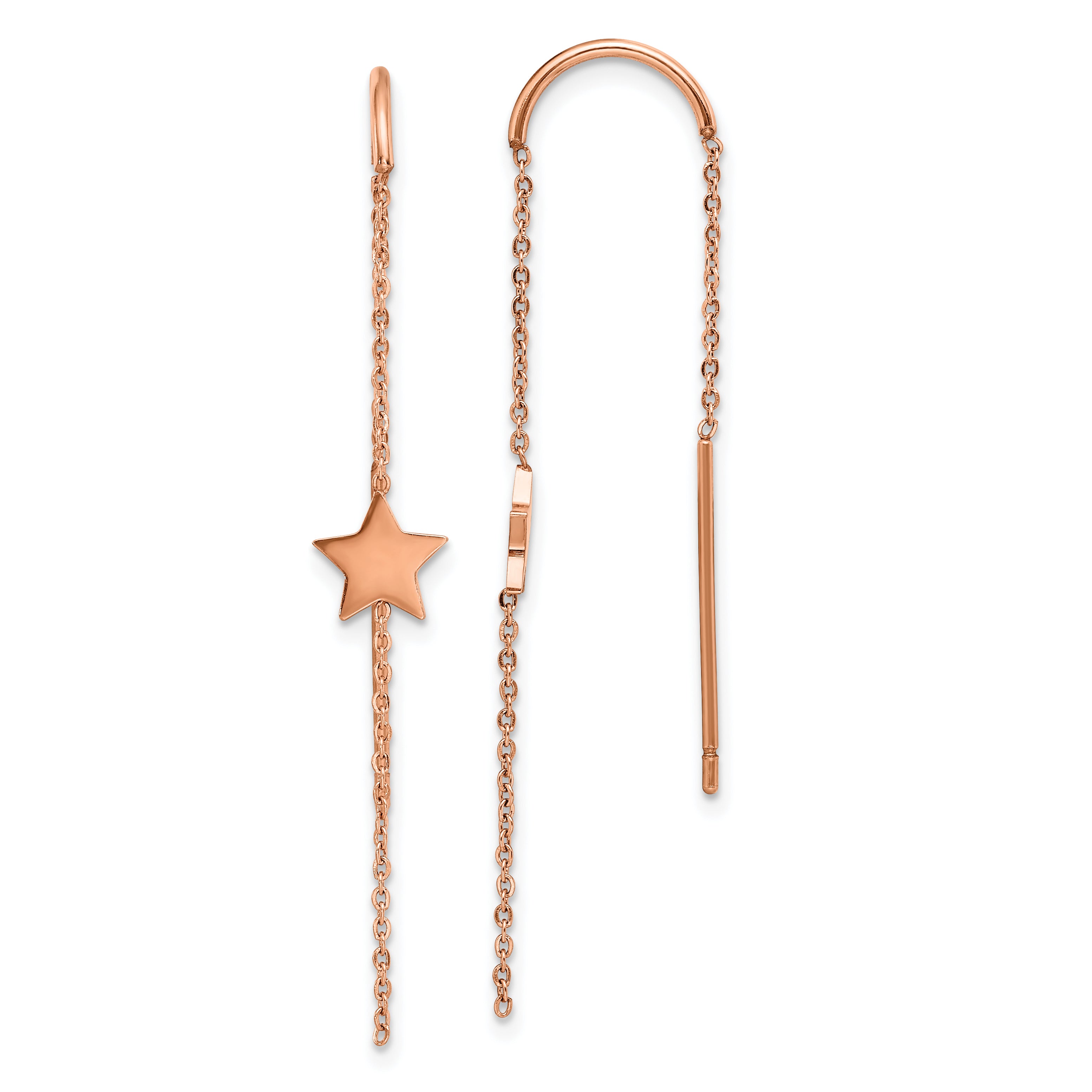 Chisel Stainless Steel Polished Rose IP-plated Star Threader Earrings