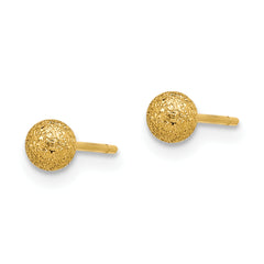 Chisel Stainless Steel Polished Laser cut Yellow IP-plated 4mm Ball Post Earrings