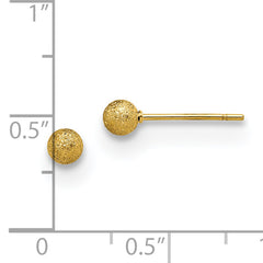 Chisel Stainless Steel Polished Laser cut Yellow IP-plated 4mm Ball Post Earrings