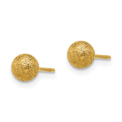 Chisel Stainless Steel Polished Laser cut Yellow IP-plated 5mm Ball Post Earrings