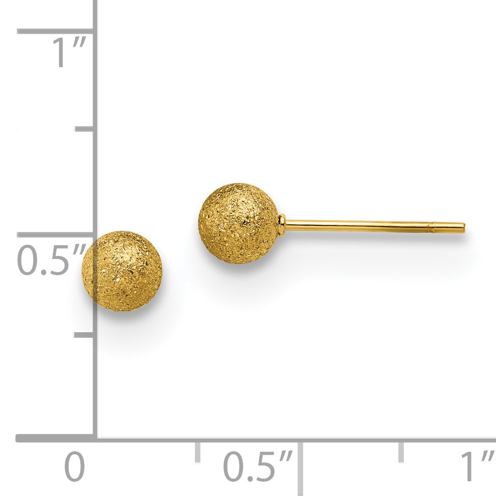 Chisel Stainless Steel Polished Laser cut Yellow IP-plated 5mm Ball Post Earrings