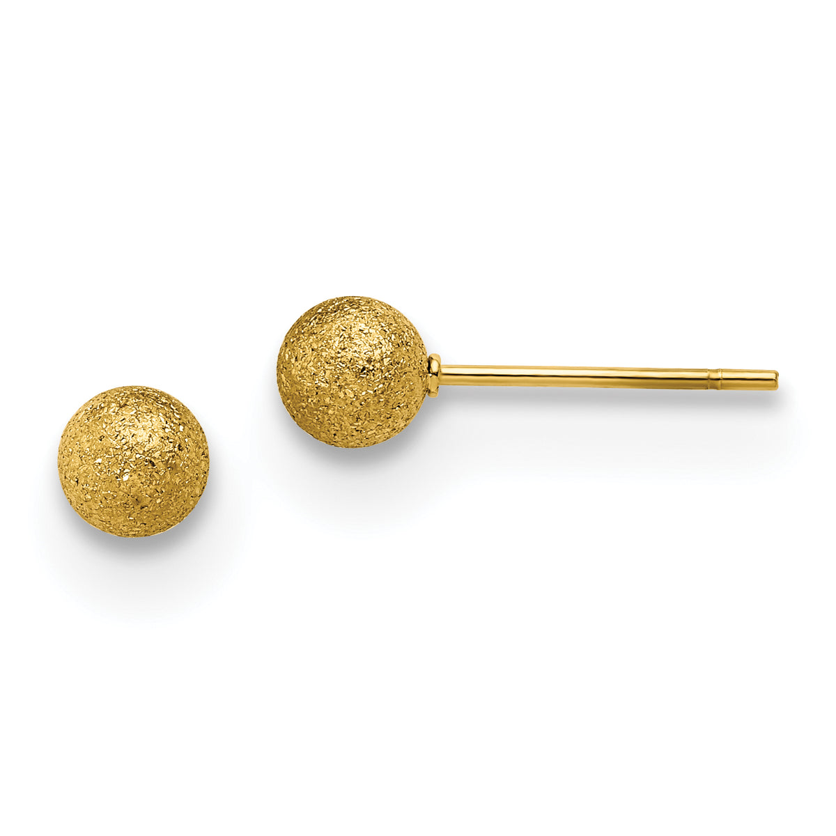 Chisel Stainless Steel Polished Laser cut Yellow IP-plated 5mm Ball Post Earrings