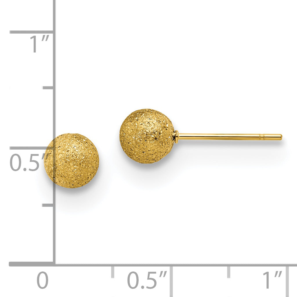 Chisel Stainless Steel Polished Laser cut Yellow IP-plated 6mm Ball Post Earrings