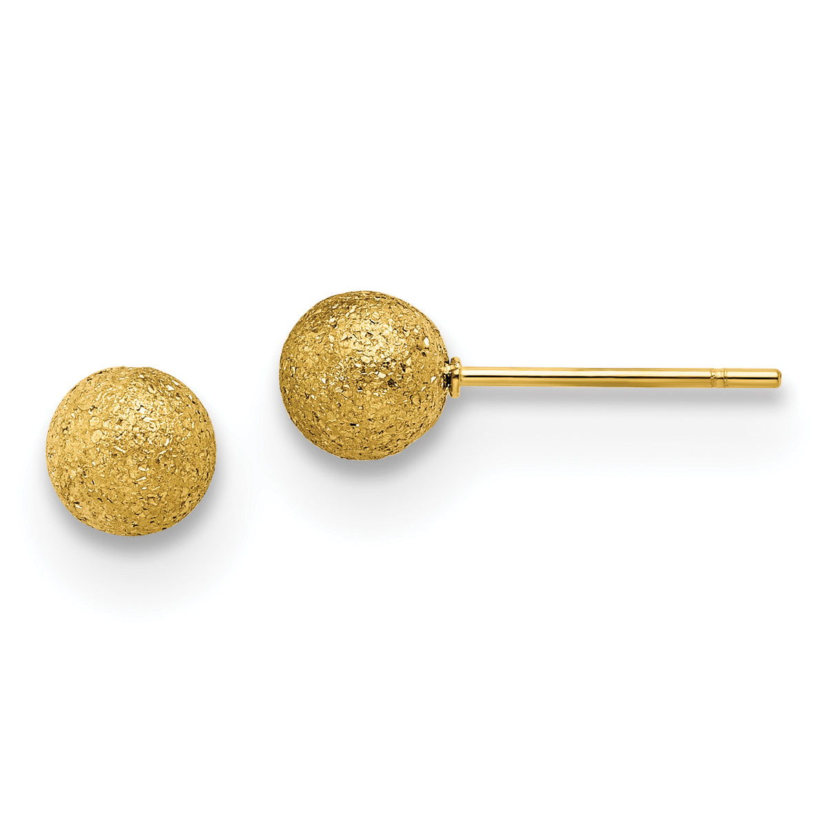 Chisel Stainless Steel Polished Laser cut Yellow IP-plated 6mm Ball Post Earrings