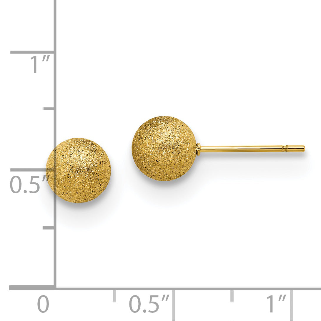 Chisel Stainless Steel Polished Laser cut Yellow IP-plated 7mm Ball Post Earrings