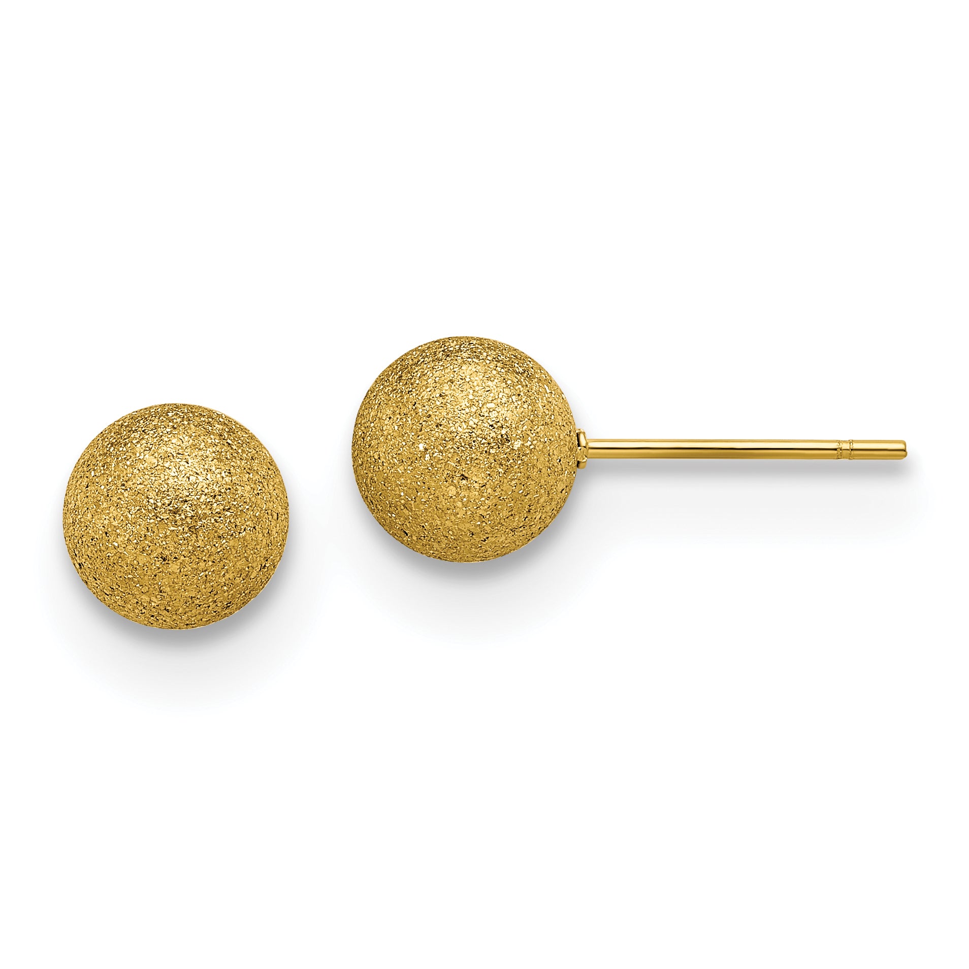 Chisel Stainless Steel Polished Laser cut Yellow IP-plated 8mm Ball Post Earrings