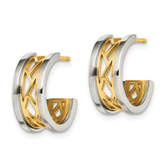 Chisel Stainless Steel Polished Yellow IP-plated Post Hoop Earrings