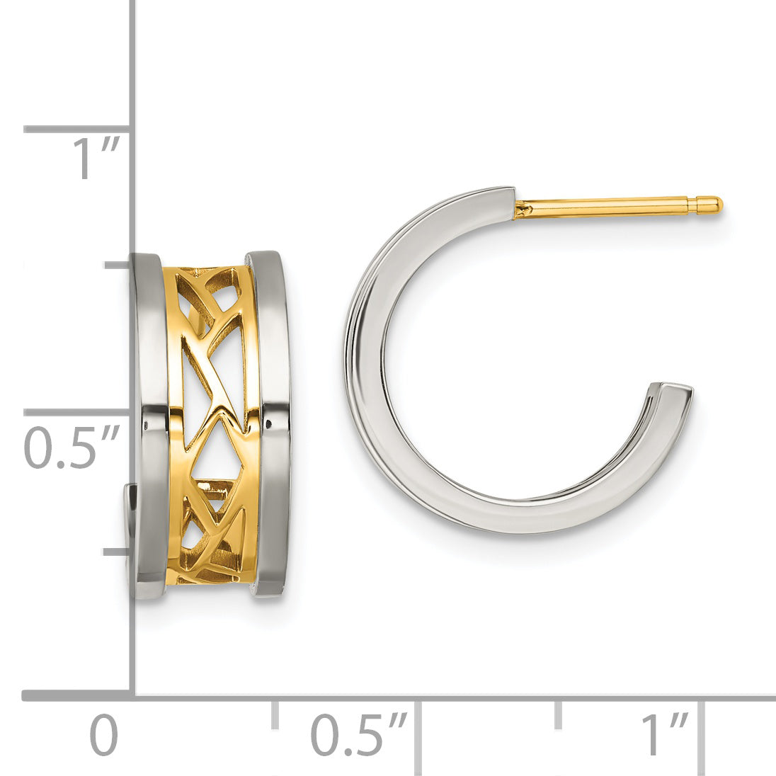 Chisel Stainless Steel Polished Yellow IP-plated Post Hoop Earrings