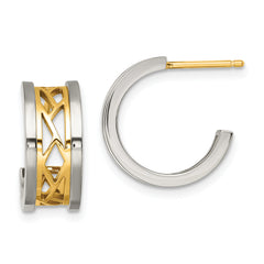 Chisel Stainless Steel Polished Yellow IP-plated Post Hoop Earrings