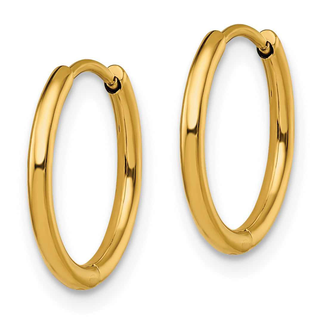 Chisel Stainless Steel Polished Yellow IP-plated 1.6mm Hinged Hoop Earrings