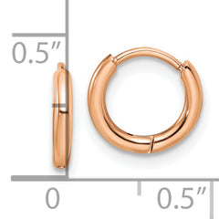 Chisel Stainless Steel Polished Rose IP-plated 1.6mm Hinged Hoop Earrings