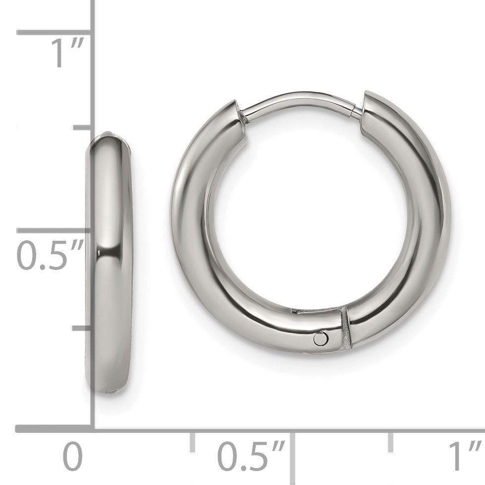 Chisel Stainless Steel Polished 3mm Hinged Hoop Earrings