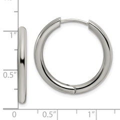 Chisel Stainless Steel Polished 3mm Hinged Hoop Earrings