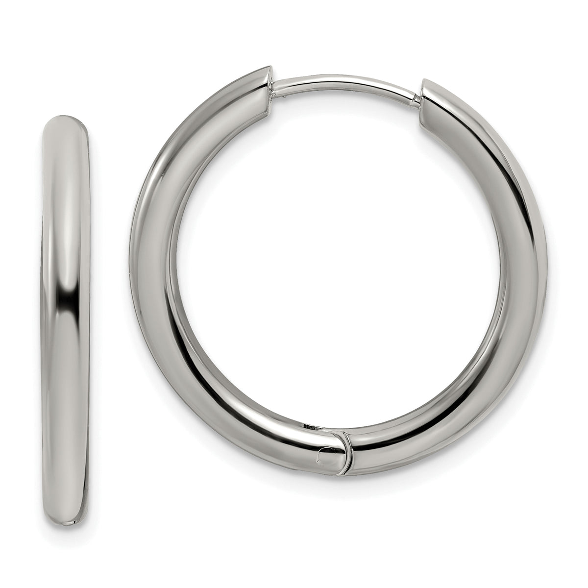 Chisel Stainless Steel Polished 3mm Hinged Hoop Earrings