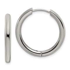 Chisel Stainless Steel Polished 3mm Hinged Hoop Earrings