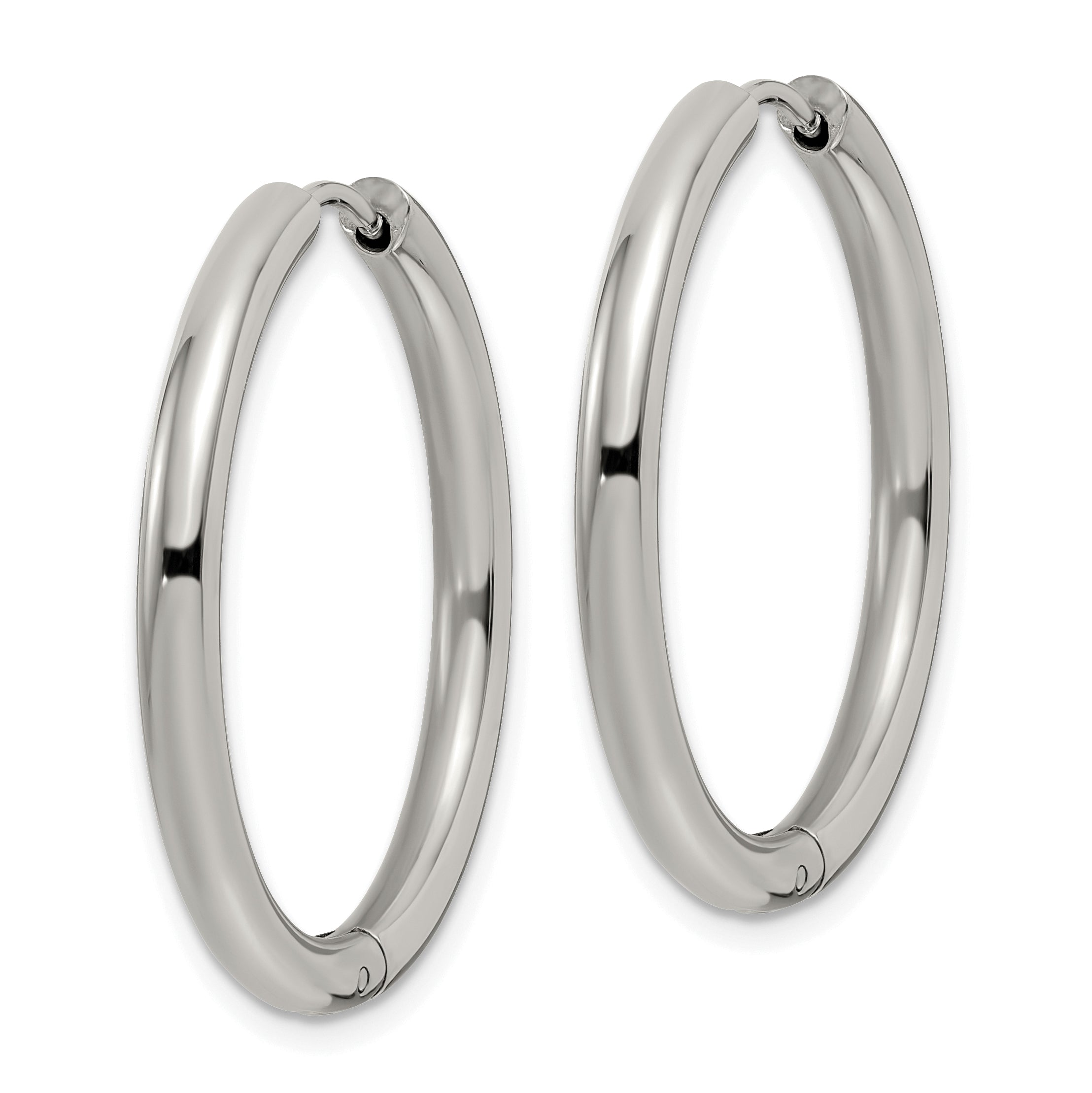 Chisel Stainless Steel Polished 3mm Hinged Hoop Earrings