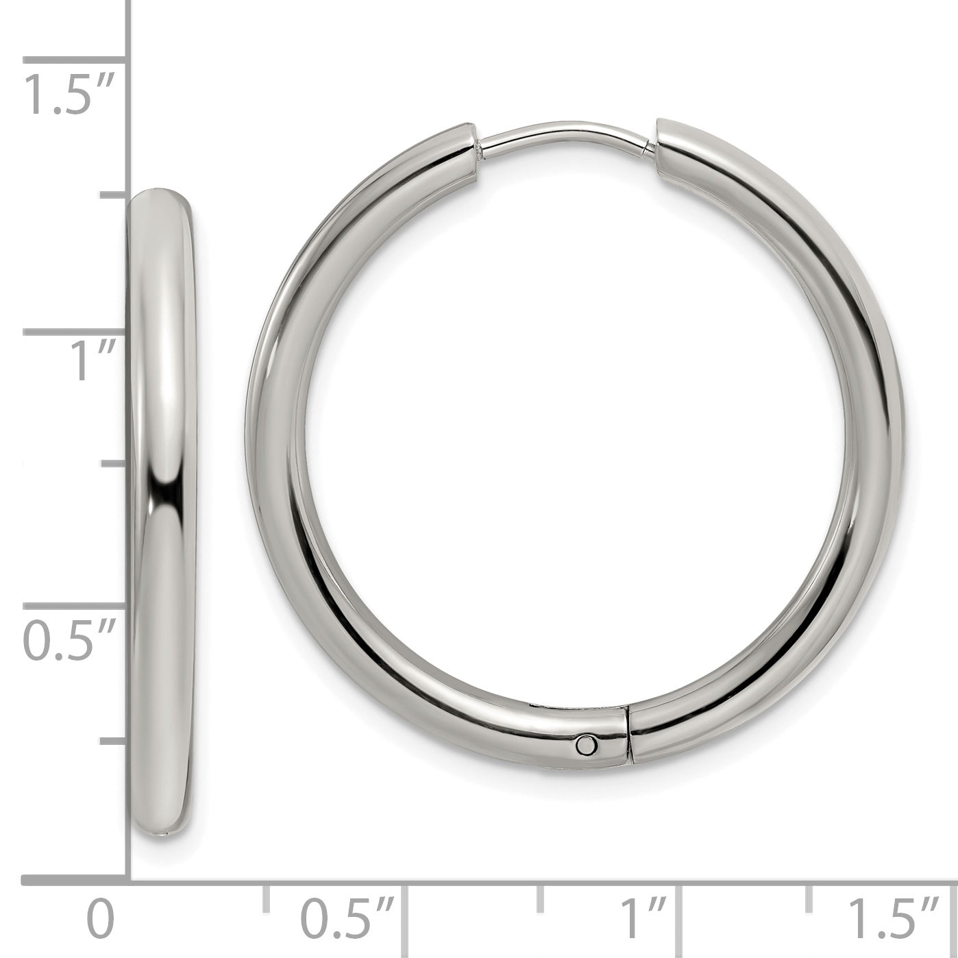 Chisel Stainless Steel Polished 3mm Hinged Hoop Earrings