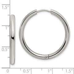 Chisel Stainless Steel Polished 3mm Hinged Hoop Earrings