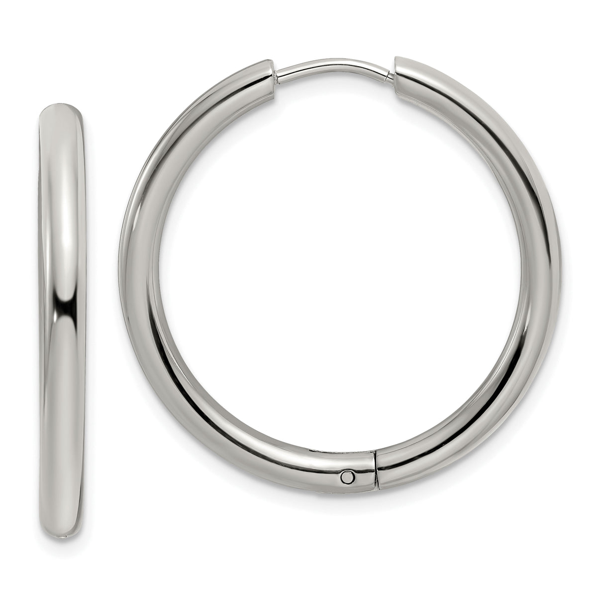 Chisel Stainless Steel Polished 3mm Hinged Hoop Earrings