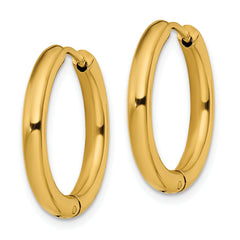 Chisel Stainless Steel Polished Yellow IP-plated 3mm Hinged Hoop Earrings