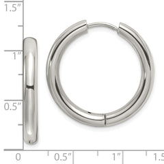 Chisel Stainless Steel Polished 3.5mm Hinged Hoop Earrings