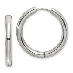 Chisel Stainless Steel Polished 3.5mm Hinged Hoop Earrings