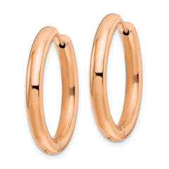 Chisel Stainless Steel Polished Rose IP-plated 3.5mm Hinged Hoop Earrings