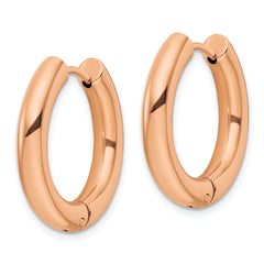 Chisel Stainless Steel Polished Rose IP-plated 4mm Hinged Hoop Earrings