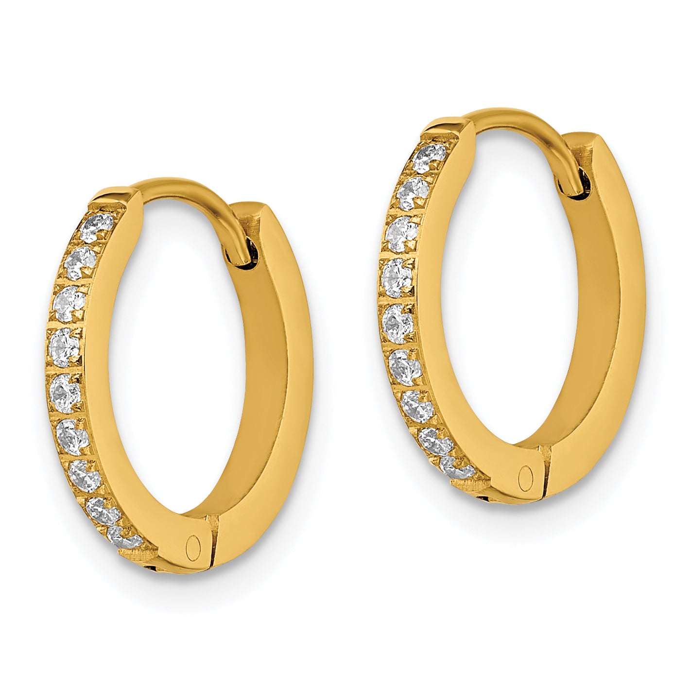 Chisel Stainless Steel Polished Yellow IP-plated with Preciosa Crystal Hinged Hoop Earrings