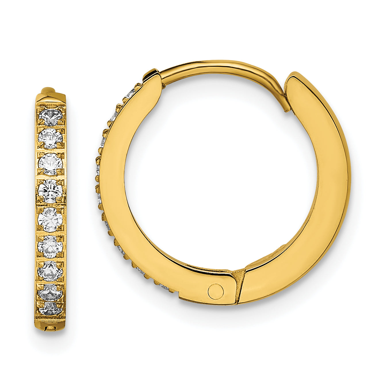 Chisel Stainless Steel Polished Yellow IP-plated with Preciosa Crystal Hinged Hoop Earrings