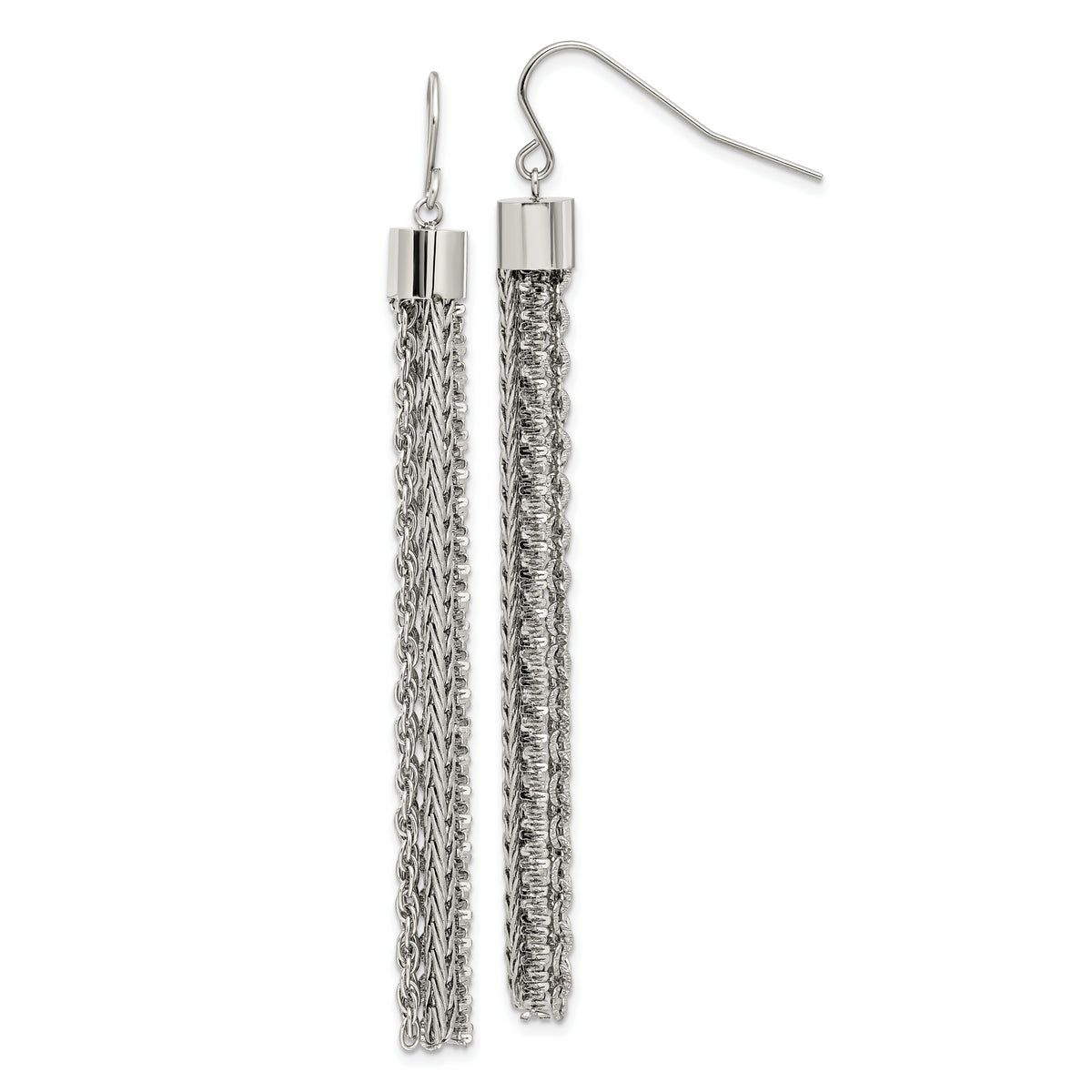 Chisel Stainless Steel Polished Multi Strand Chain Dangle Earrings