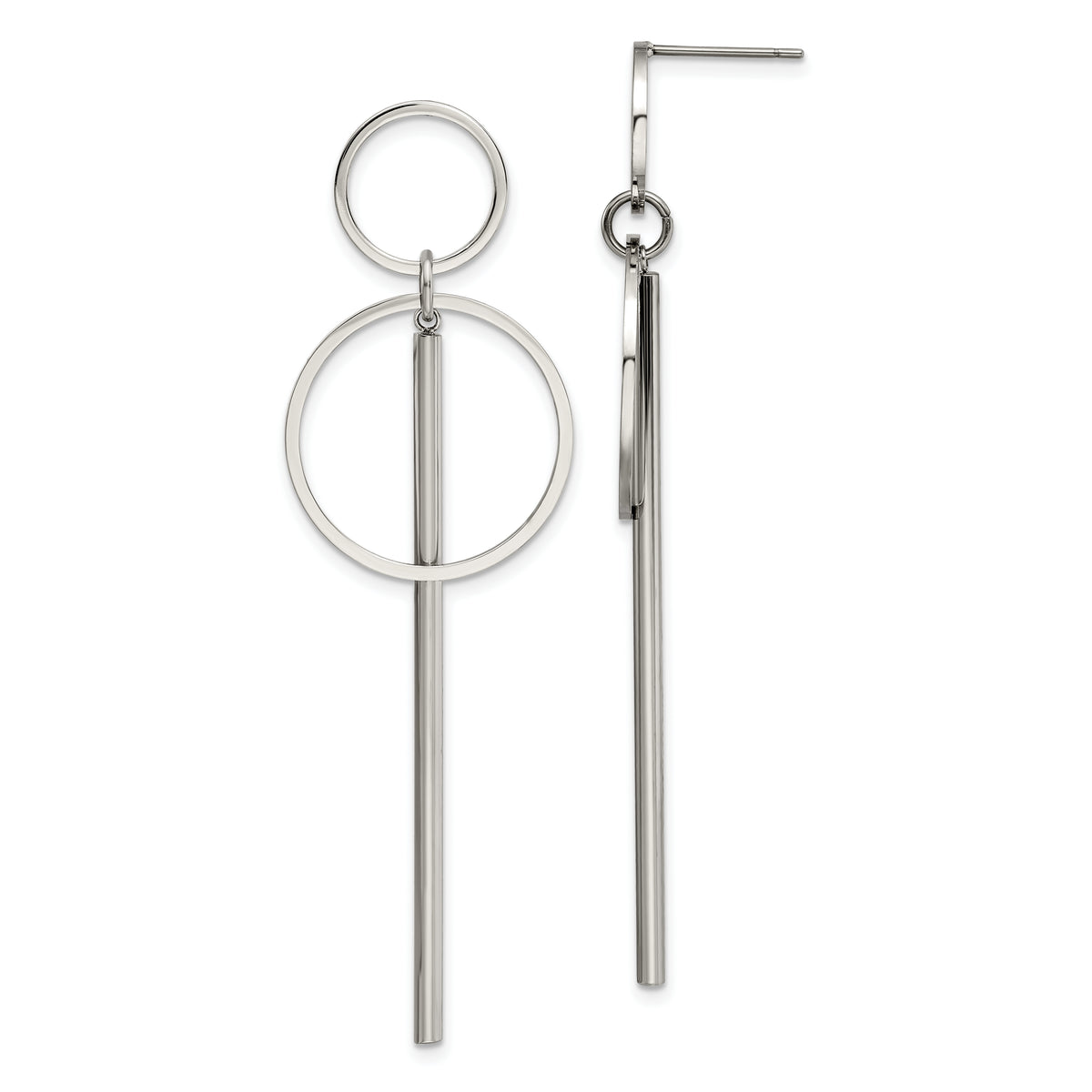 Chisel Stainless Steel Polished Post Dangle Earrings