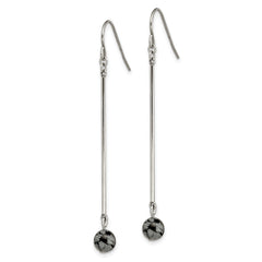 Chisel Stainless Steel Polished with Snowflake Stone Dangle Shepherd Hook Earrings