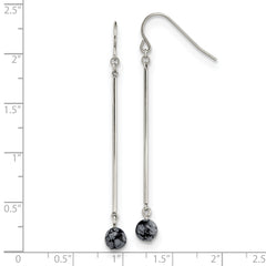 Chisel Stainless Steel Polished with Snowflake Stone Dangle Shepherd Hook Earrings