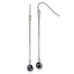 Chisel Stainless Steel Polished with Snowflake Stone Dangle Shepherd Hook Earrings