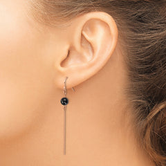 Chisel Stainless Steel Polished Rose IP-plated with Snowflake Stone Dangle Shepherd Hook Earrings