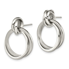 Chisel Stainless Steel Polished Intertwined Circles Post Dangle Earrings