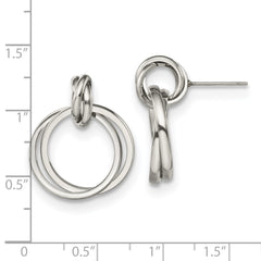 Chisel Stainless Steel Polished Intertwined Circles Post Dangle Earrings