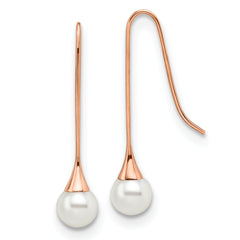 Chisel Stainless Steel Polished Rose IP-plated Imitation Pearl Shepherd Hook Earrings