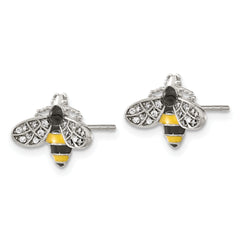 Chisel Stainless Steel Polished and Enameled with Preciosa Crystal Bee Post Earrings