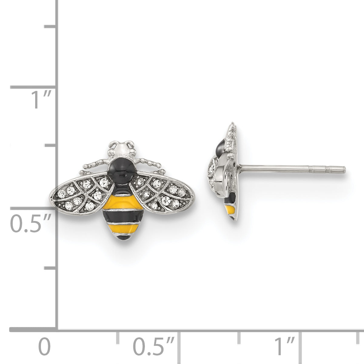 Chisel Stainless Steel Polished and Enameled with Preciosa Crystal Bee Post Earrings