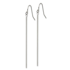 Chisel Stainless Steel Polished Bar Dangle Shepherd Hook Earrings