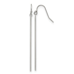 Chisel Stainless Steel Polished Bar Dangle Shepherd Hook Earrings