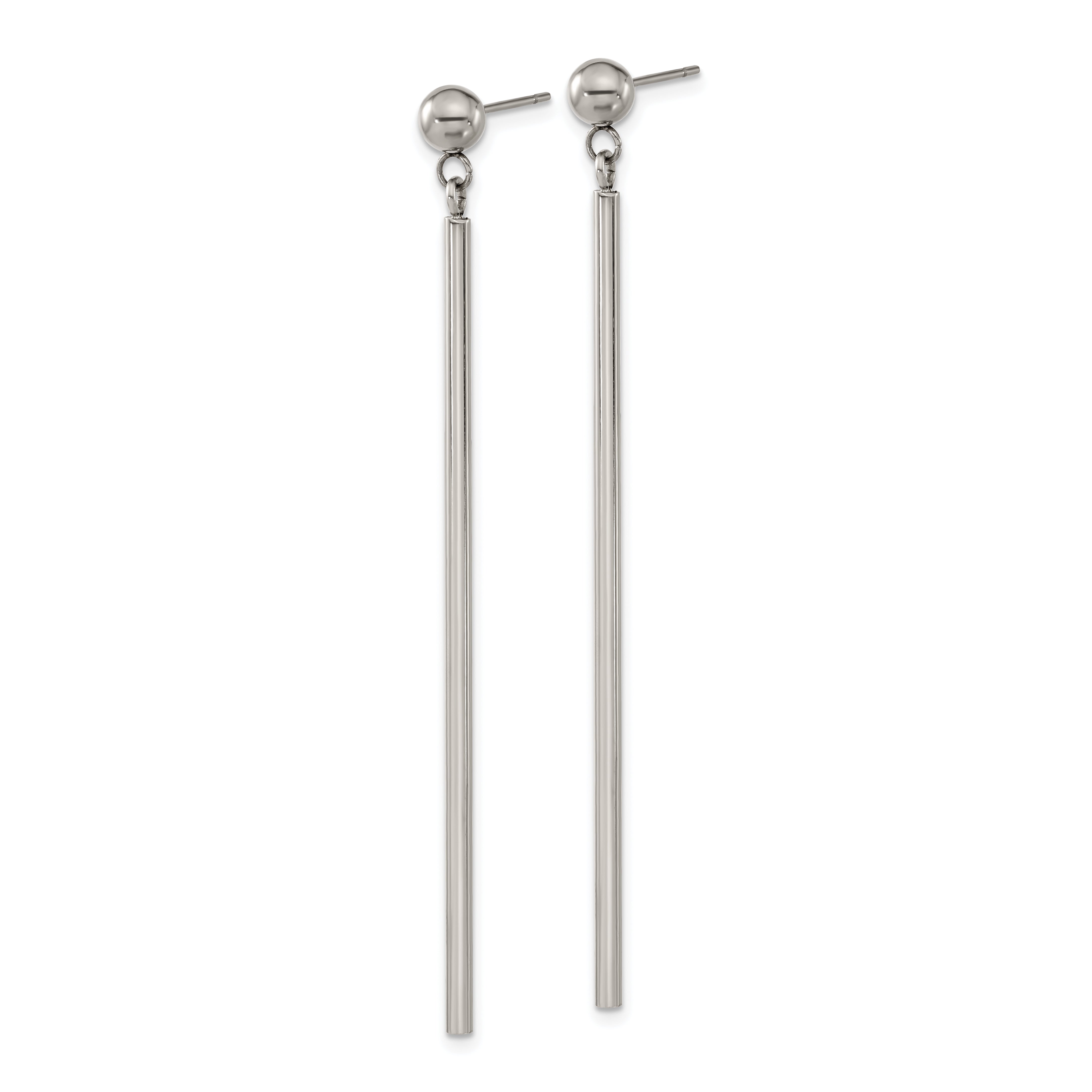 Chisel Stainless Steel Polished Bar Post Dangle Earrings