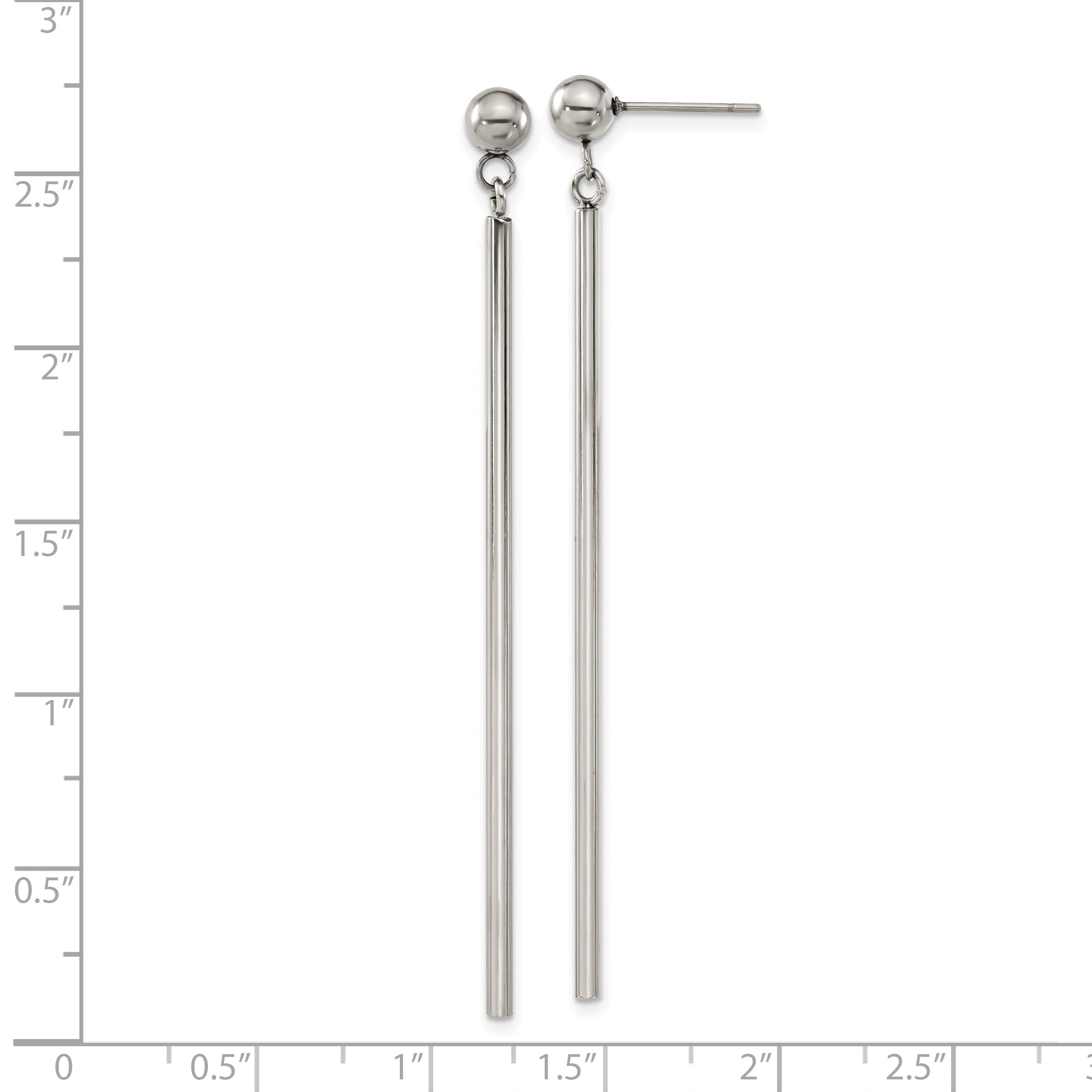 Chisel Stainless Steel Polished Bar Post Dangle Earrings