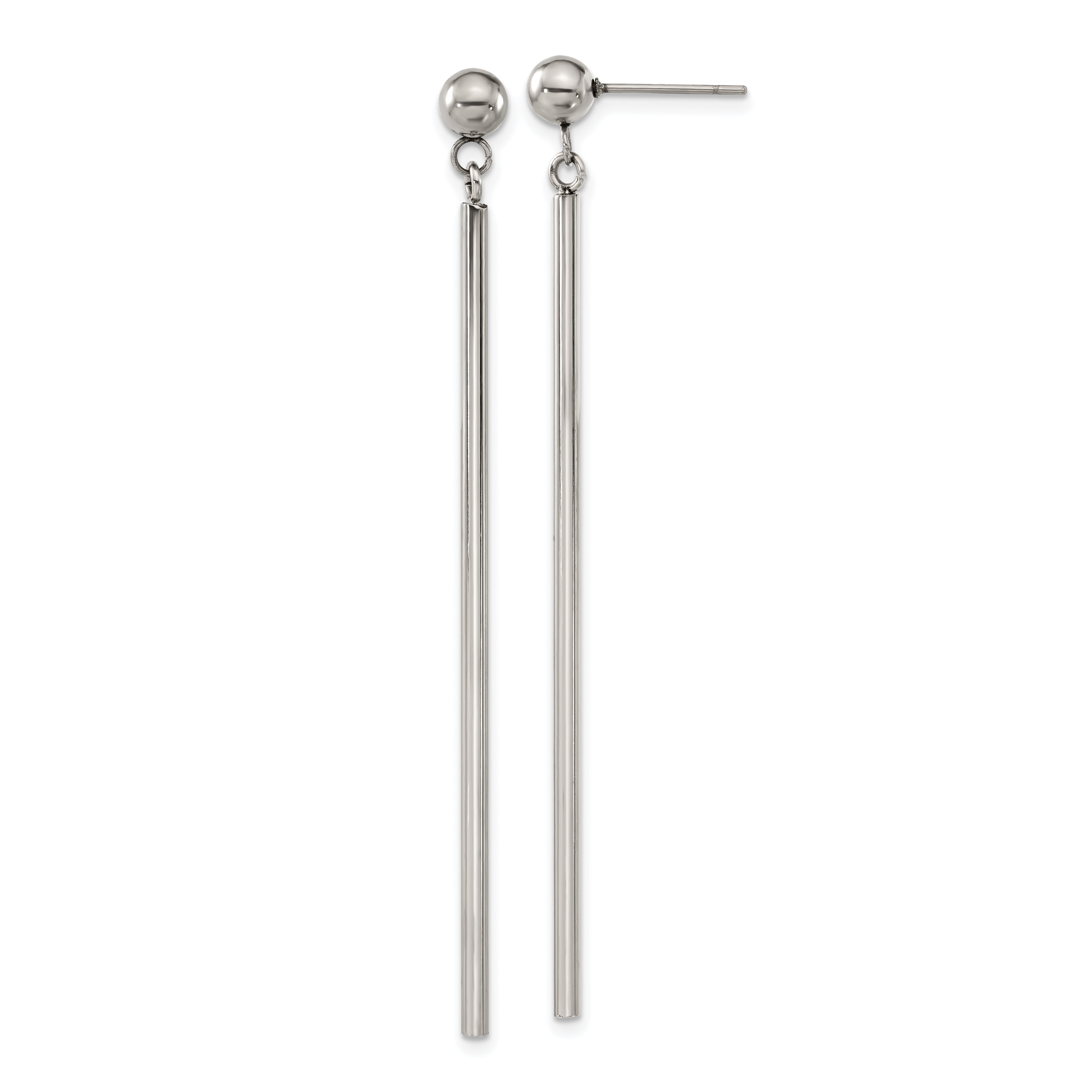 Chisel Stainless Steel Polished Bar Post Dangle Earrings