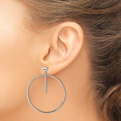 Chisel Stainless Steel Polished Circle Post Dangle Earrings