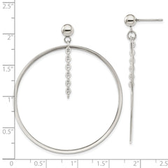 Chisel Stainless Steel Polished Circle Post Dangle Earrings