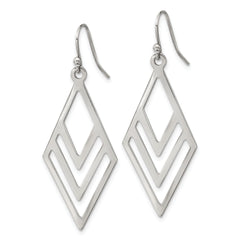 Chisel Stainless Steel Polished Diamond-shaped Dangle Shepherd Hook Earrings